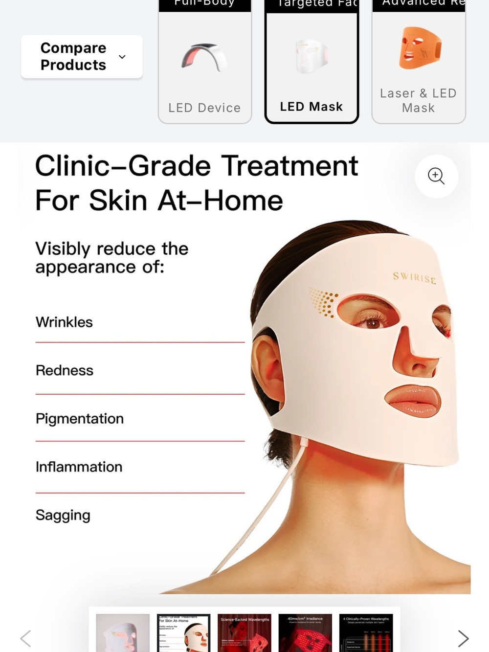 Swirise LED Red Light Face Mask - Picture 9 of 14